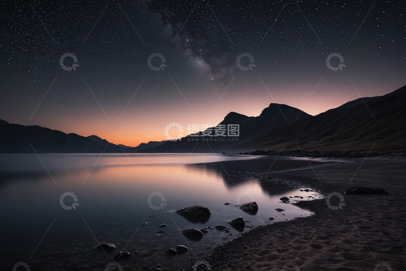 高清大图下载【趣麦麦图】星空下的山水自然景观