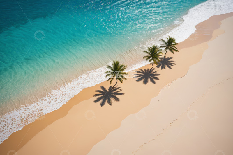 高清大图下载【趣麦麦图】海滩椰树海景俯瞰