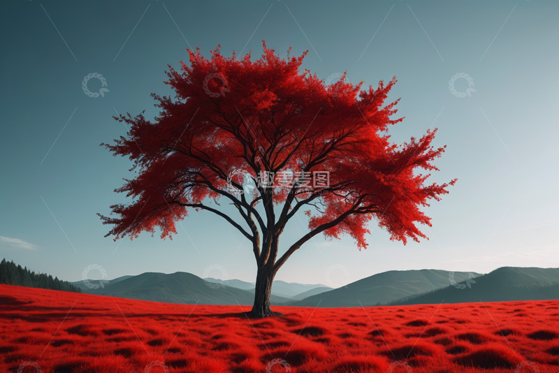 高清大图下载【趣麦麦图】红树与红色草地自然风光