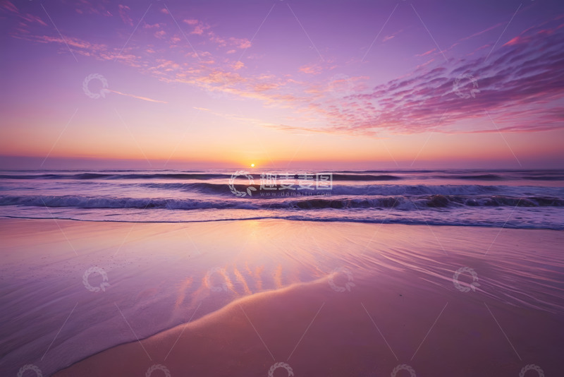 高清大图下载【趣麦麦图】海滩日落时分的自然风光
