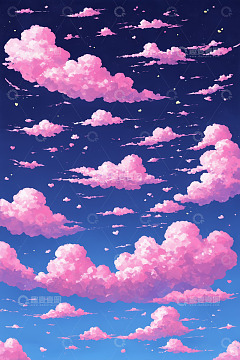 梦幻粉色云朵夜空景象