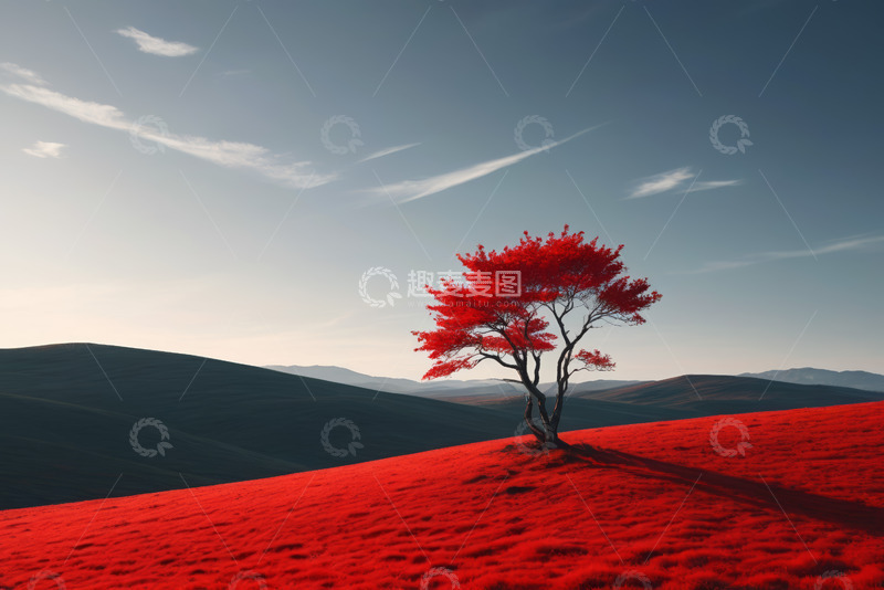 高清大图下载【趣麦麦图】旷野中孤树的自然风光