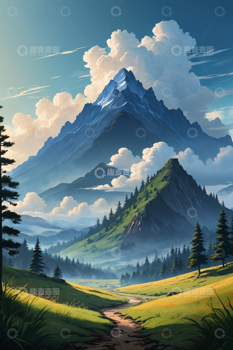 高清大图下载【趣麦麦图】山间森林风景自然风光素材