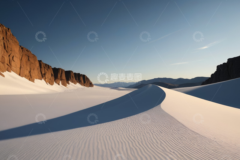 高清大图下载【趣麦麦图】沙漠沙丘与远方岩石景观
