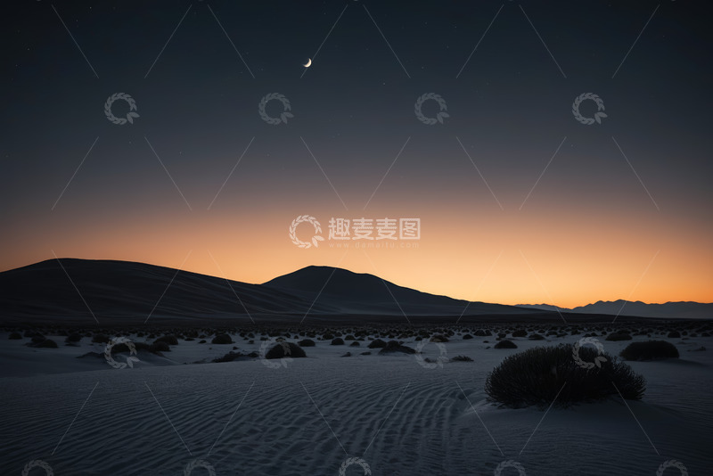 高清大图下载【趣麦麦图】沙漠月夜自然风光