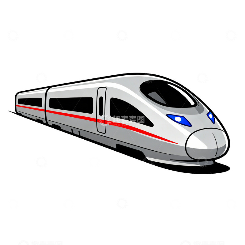 高清大图下载【趣麦麦图】卡通风高铁动车列车插画素材