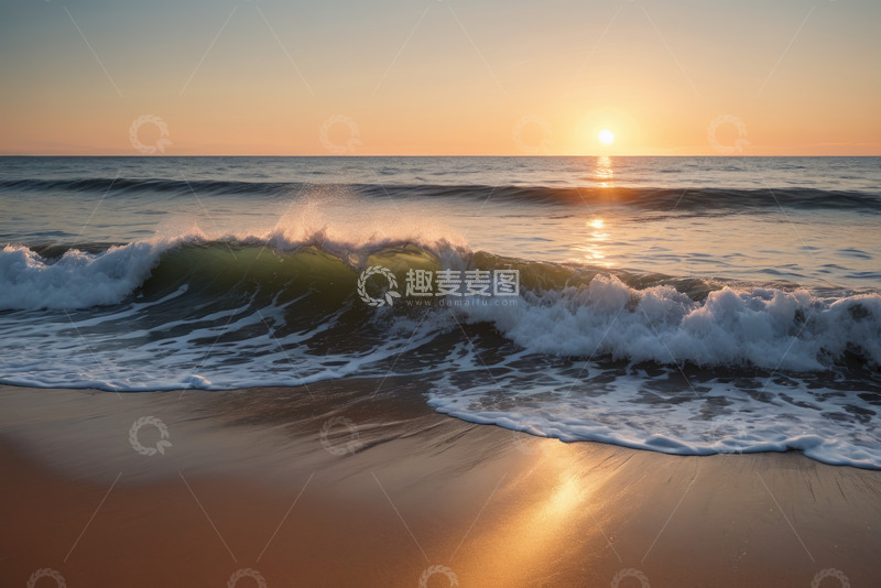 高清大图下载【趣麦麦图】海滩日落海浪景观