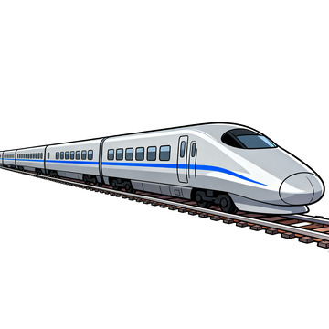 高速银色流线型动车模型卡通素材