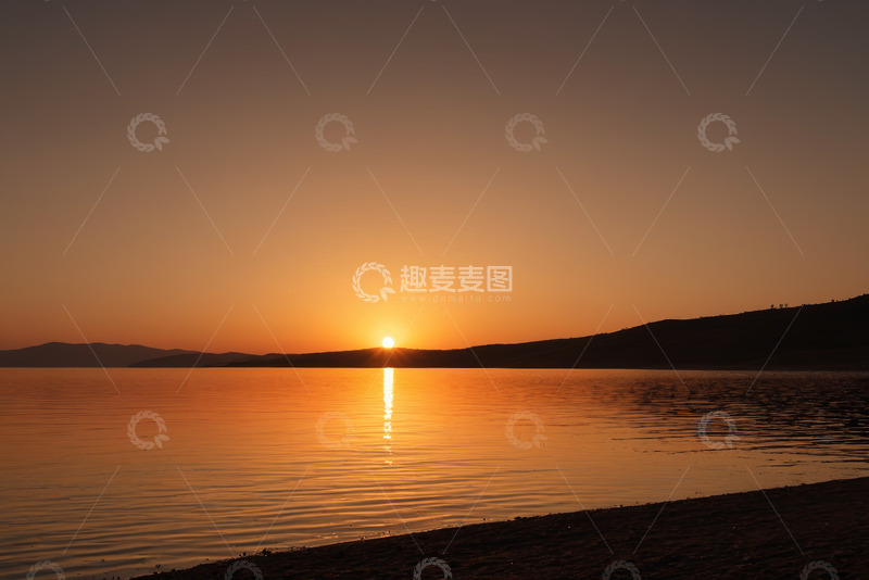 高清大图下载【趣麦麦图】湖畔日落自然风景