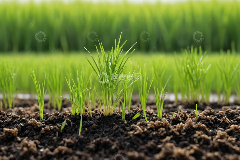 高清大图下载【趣麦麦图】田间嫩绿幼苗破土生长