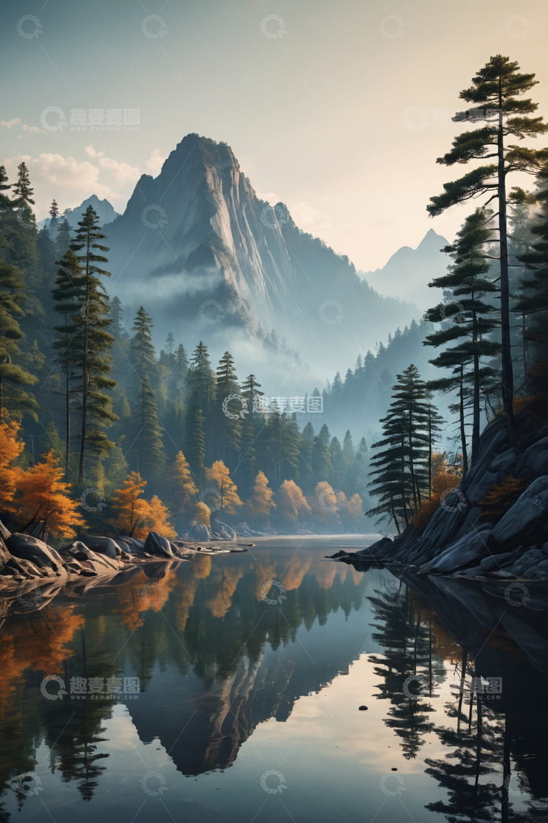 高清大图下载【趣麦麦图】山林湖泊自然风光