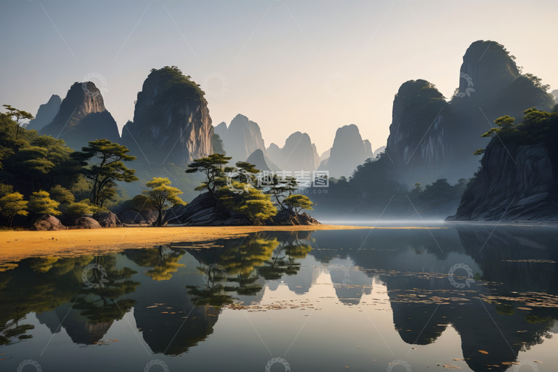 高清大图下载【趣麦麦图】山水相依的自然风光