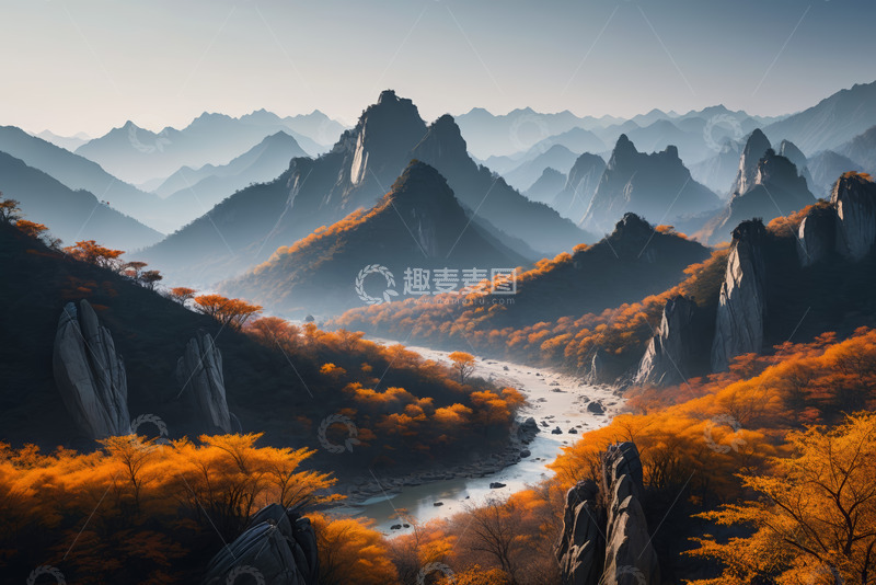 高清大图下载【趣麦麦图】秋日山谷山水风景