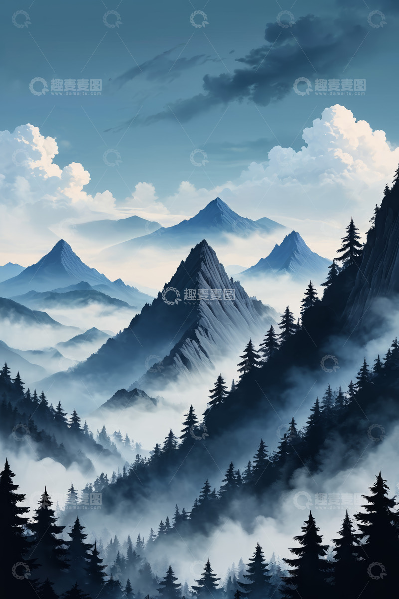 高清大图下载【趣麦麦图】山林云海自然风光