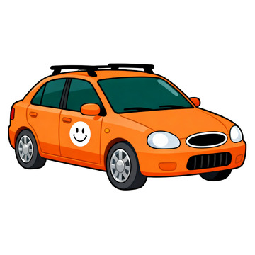 卡通橙色轿车设计素材