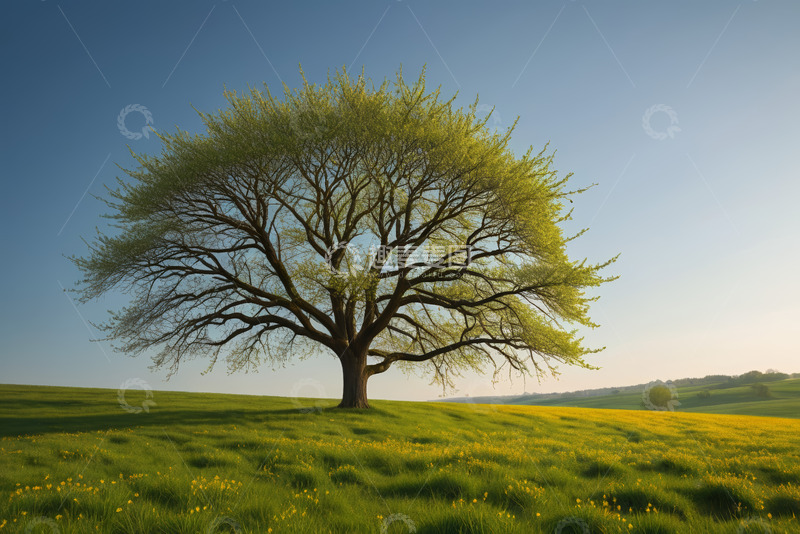 高清大图下载【趣麦麦图】田野中孤独的大树