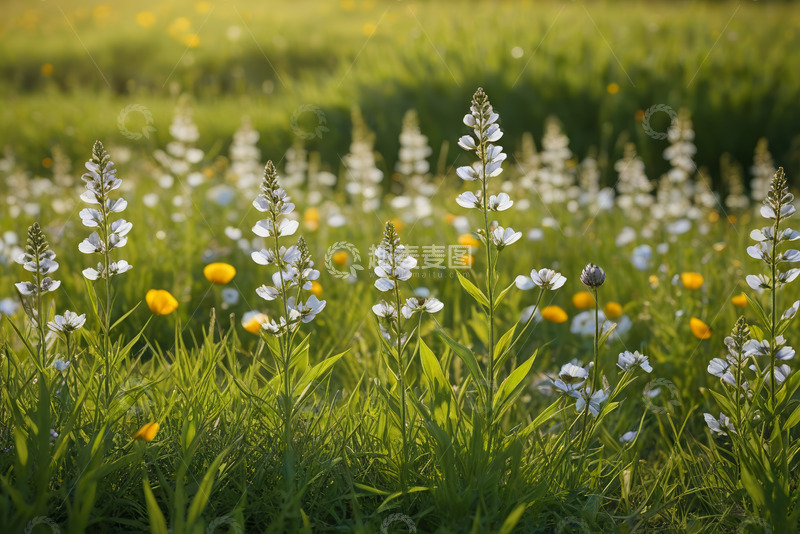 高清大图下载【趣麦麦图】阳光下绽放的野花草地