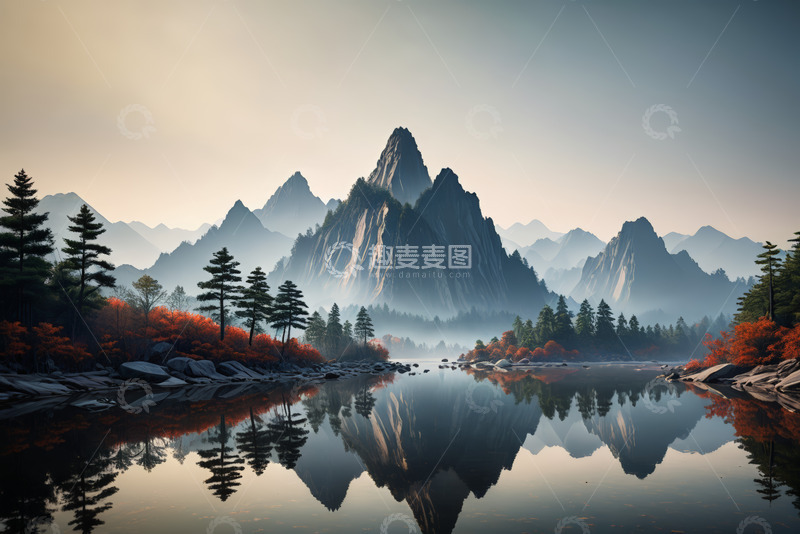 高清大图下载【趣麦麦图】山水相依的自然风光