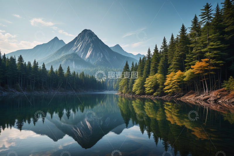 高清大图下载【趣麦麦图】山林湖泊自然景观