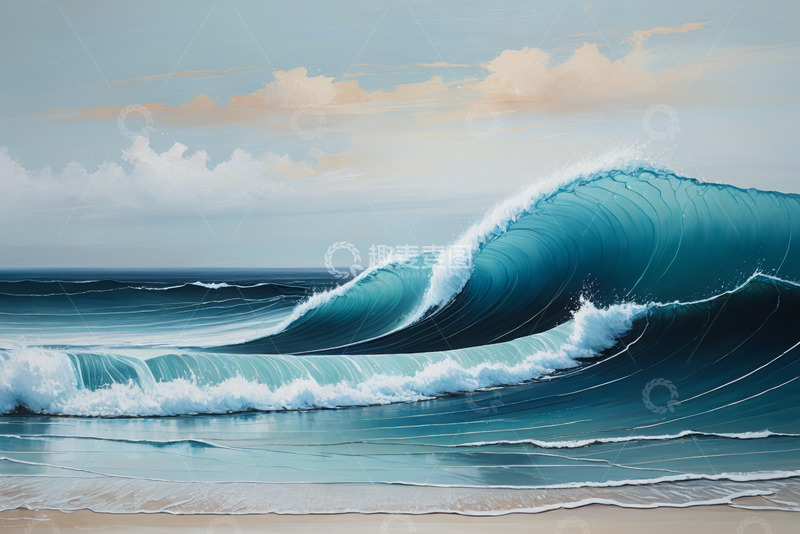 高清大图下载【趣麦麦图】海边蓝色海浪风景