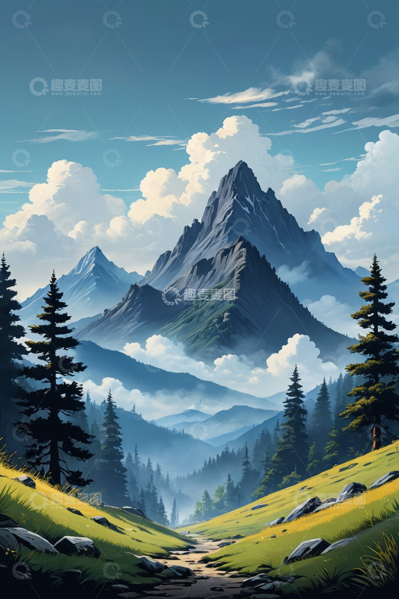 高清大图下载【趣麦麦图】山间森林自然风光