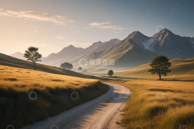 高清大图下载【趣麦麦图】山间草原的蜿蜒小路