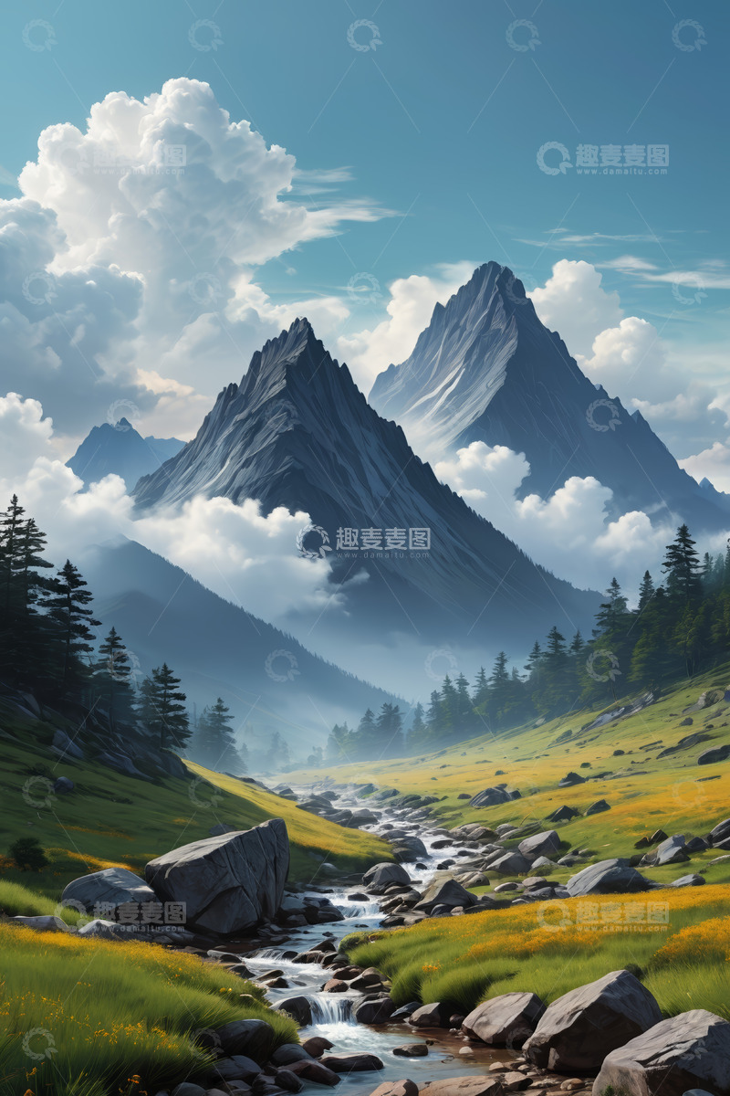 高清大图下载【趣麦麦图】山间溪流自然风光