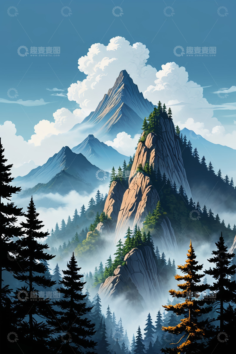 高清大图下载【趣麦麦图】山林云海自然风光全景