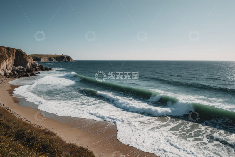 高清大图下载【趣麦麦图】海边沙滩海浪与岩石景观
