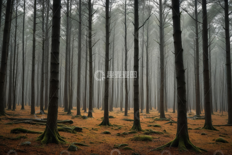 高清大图下载【趣麦麦图】雾气弥漫的森林风景
