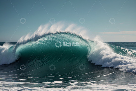 海洋中壮观的巨大波浪