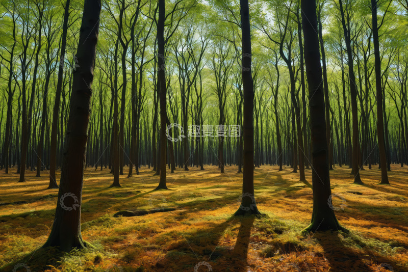 高清大图下载【趣麦麦图】阳光照耀下的茂密森林