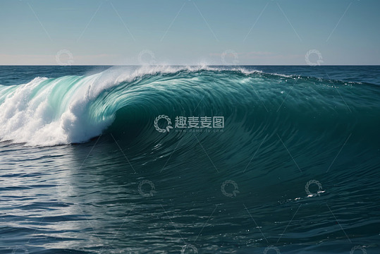 海洋中翻涌的巨大波浪