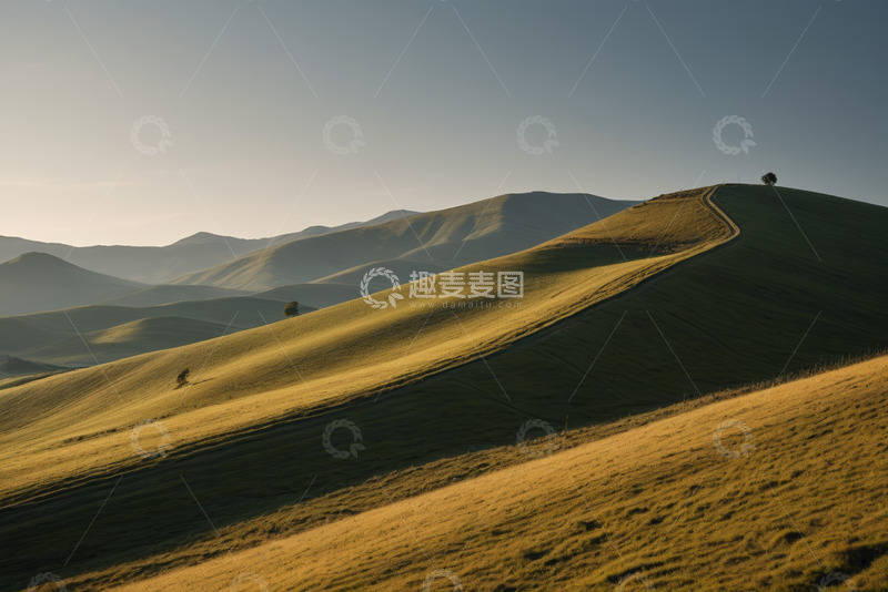 高清大图下载【趣麦麦图】山坡草地自然风光全景
