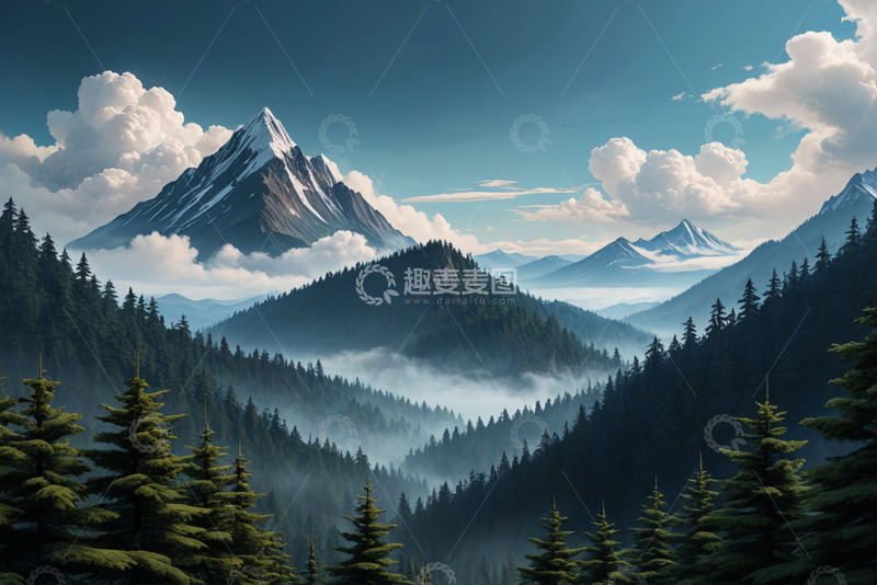 高清大图下载【趣麦麦图】山峦森林云海自然风光