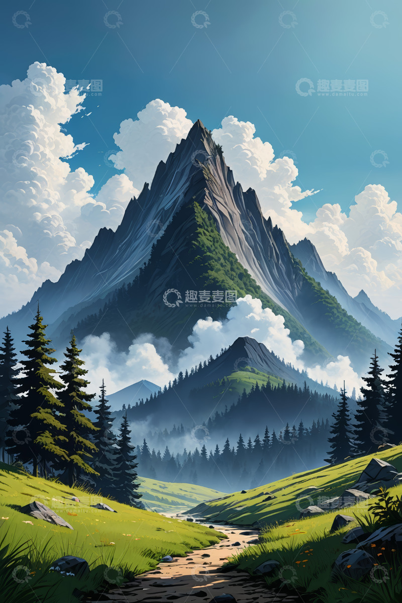 高清大图下载【趣麦麦图】山间森林风景