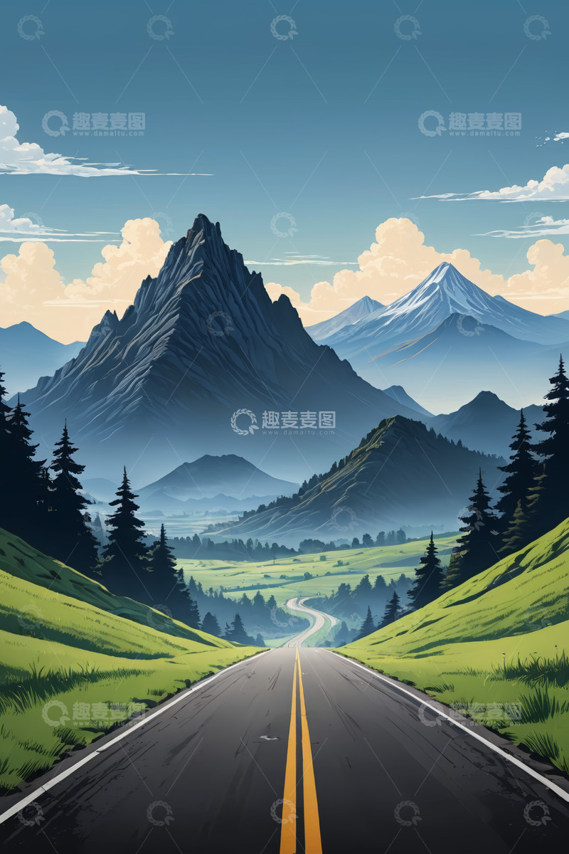 高清大图下载【趣麦麦图】山间公路自然风光