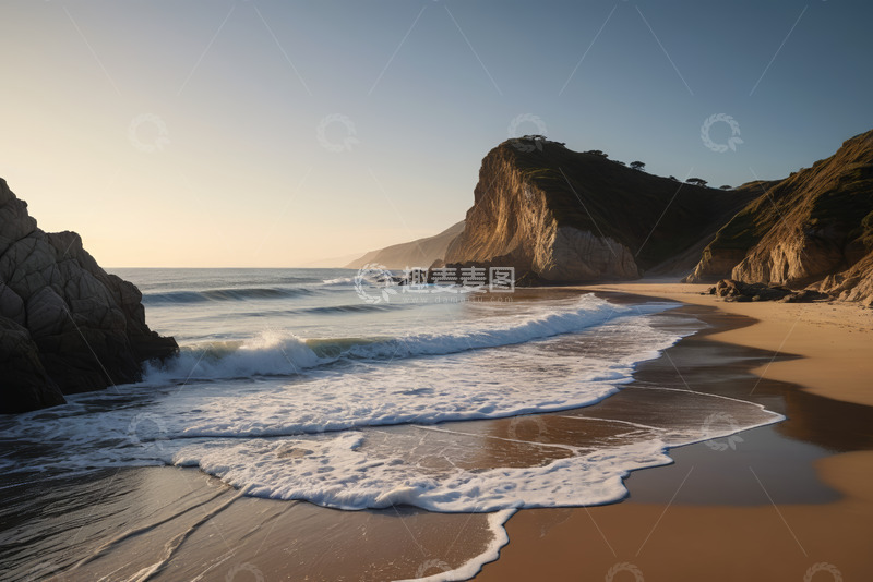 高清大图下载【趣麦麦图】海边沙滩与岩石风景