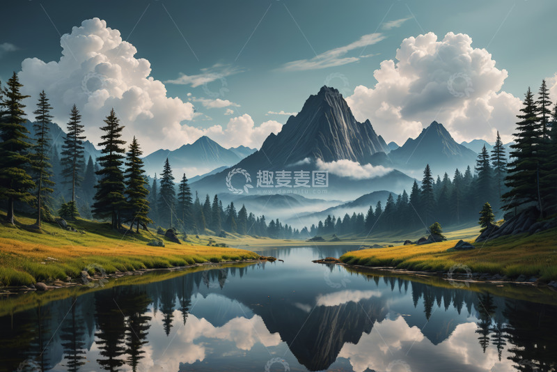 高清大图下载【趣麦麦图】山林湖泊自然风光