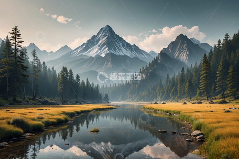 高清大图下载【趣麦麦图】山间河流森林自然风光