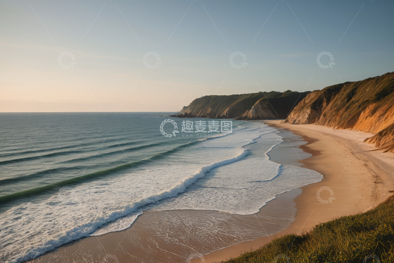 高清大图下载【趣麦麦图】海岸边沙滩与海浪风景
