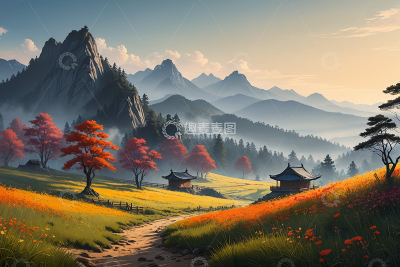 高清大图下载【趣麦麦图】山间田园自然风光景色