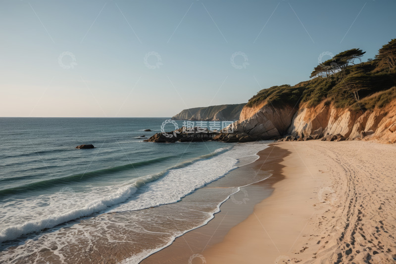 高清大图下载【趣麦麦图】海岸边沙滩与海浪风景