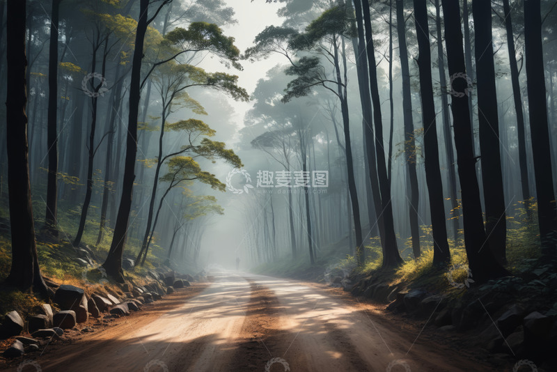 高清大图下载【趣麦麦图】林间道路自然景观