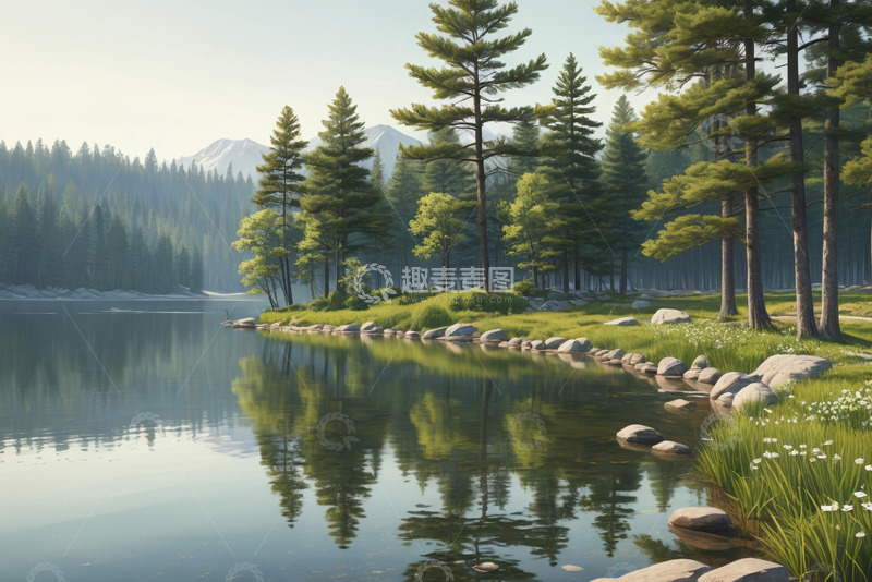 高清大图下载【趣麦麦图】森林湖泊自然风景