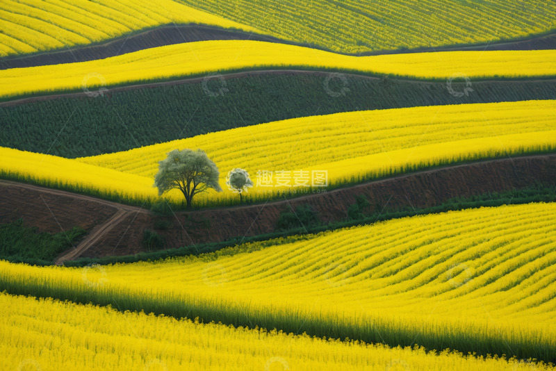 高清大图下载【趣麦麦图】黄色油菜花海田园风光