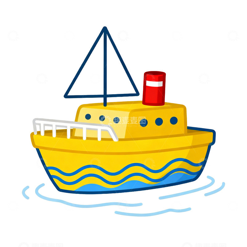 高清大图下载【趣麦麦图】卡通黄色小船图标设计素材