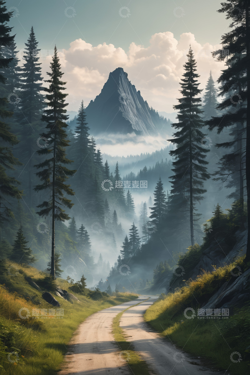 高清大图下载【趣麦麦图】山林间蜿蜒小路自然风光