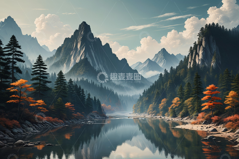 高清大图下载【趣麦麦图】山水森林自然风光全景