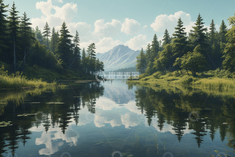 高清大图下载【趣麦麦图】森林湖泊自然风光